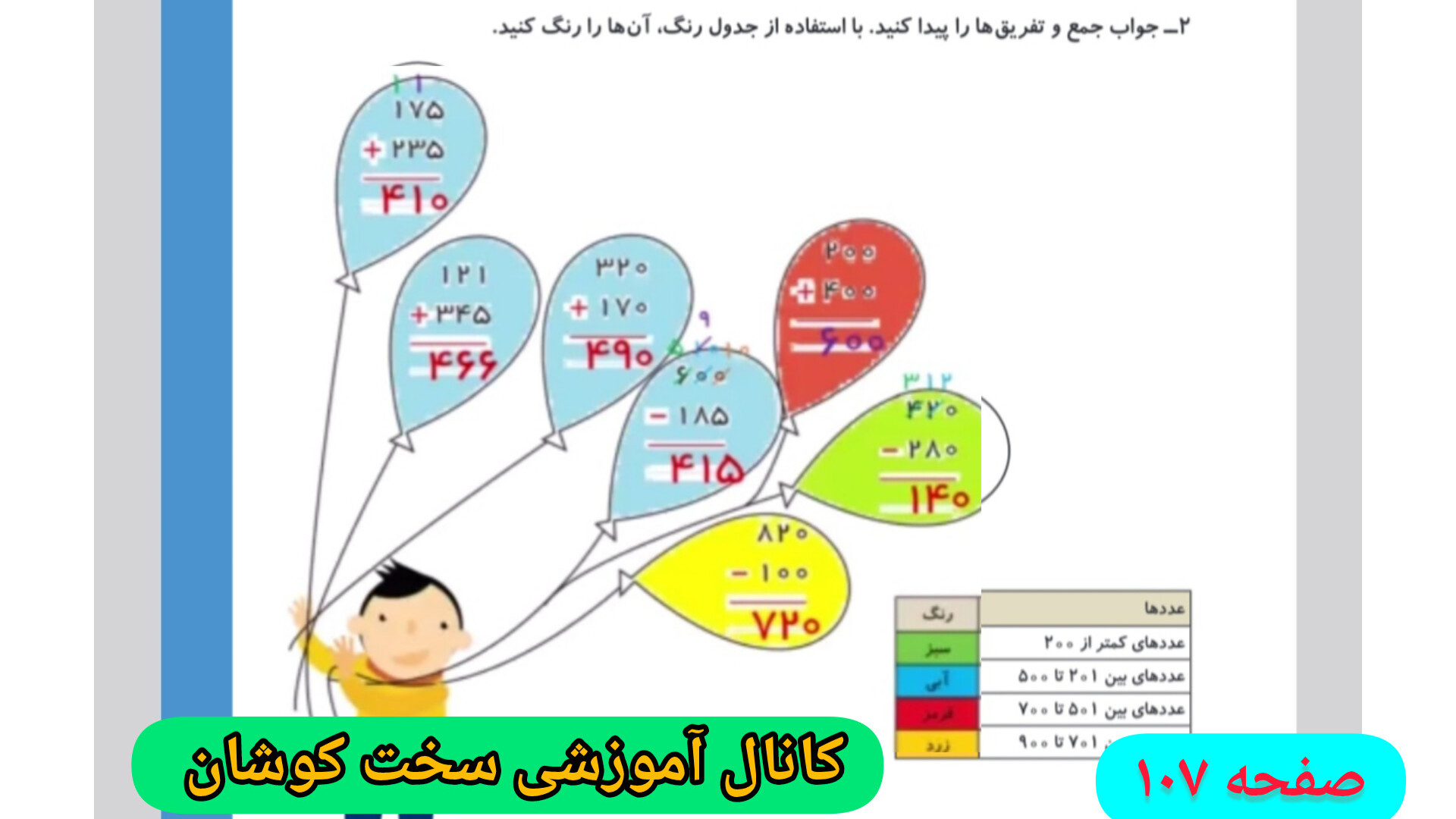 حل ریاضی دوم ابتدایی صفحه ۱۰۷...