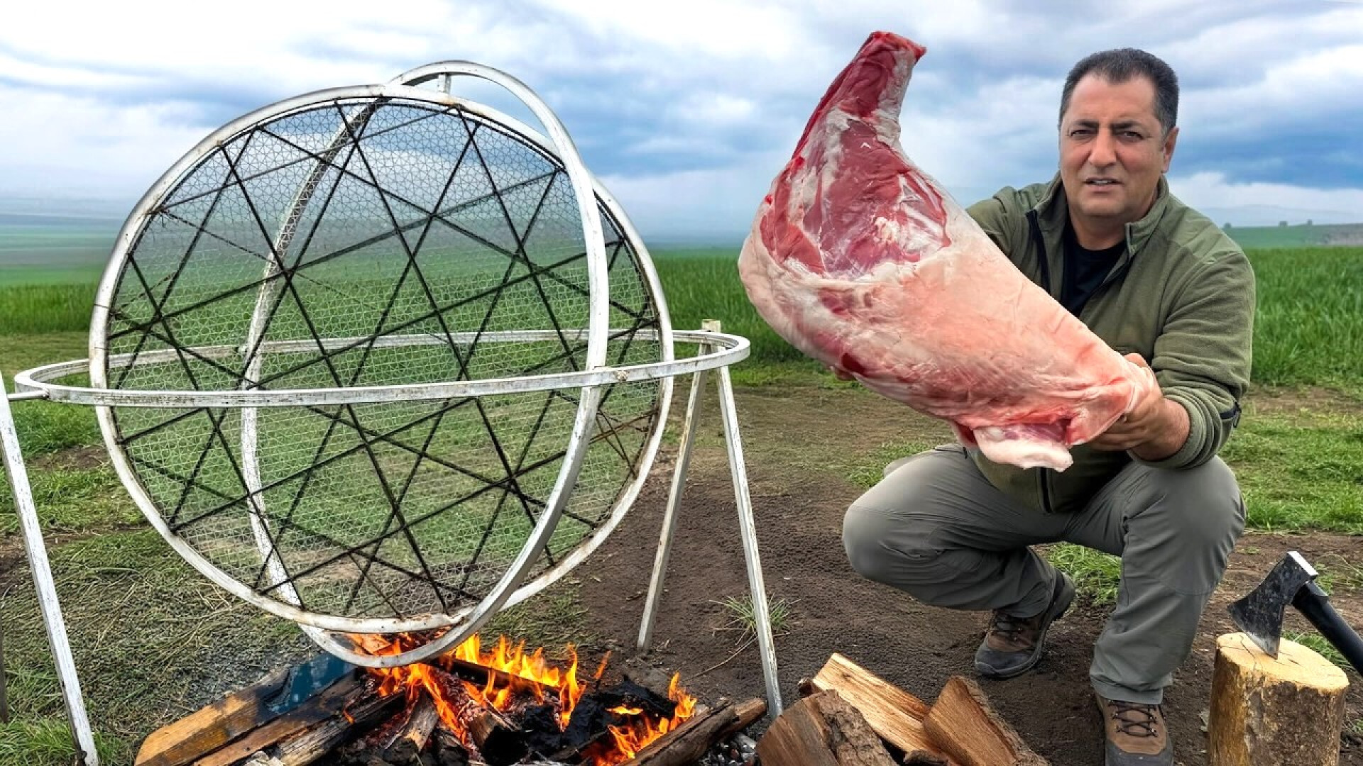 آشپزی در طبیعت  پخت گوشت روی ک...