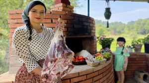 خوراک ران بره با نان تنوری لذی...