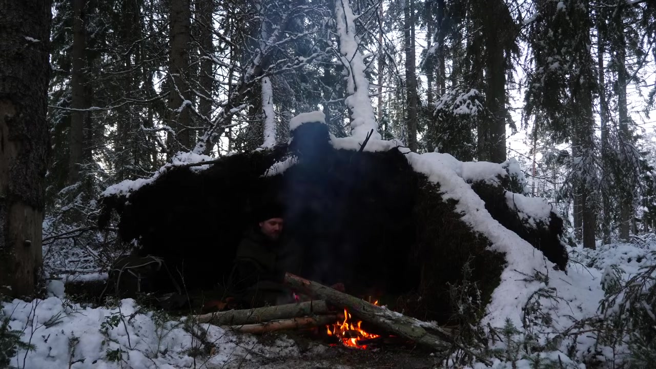 کمپینگ در جنگل برفی شگفت انگیز...