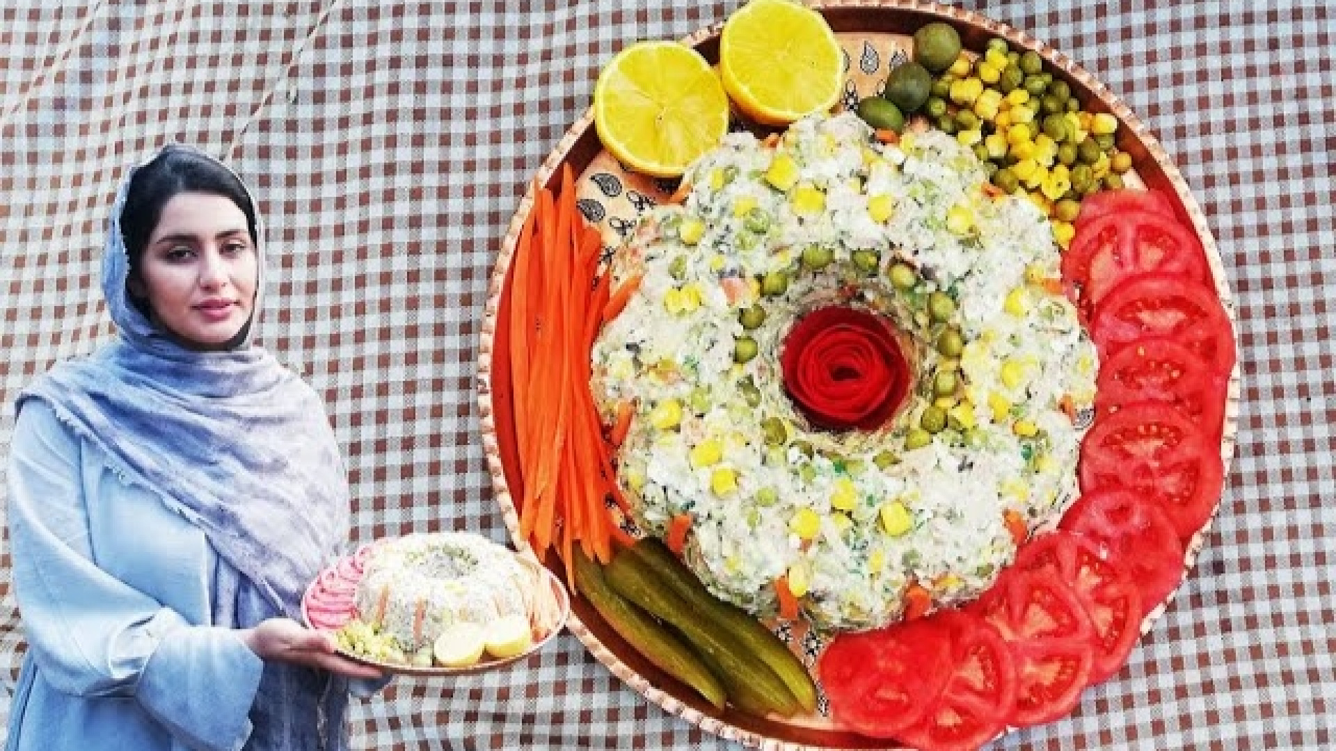 سالاد الویه خوشمزه با ذرت کباب...