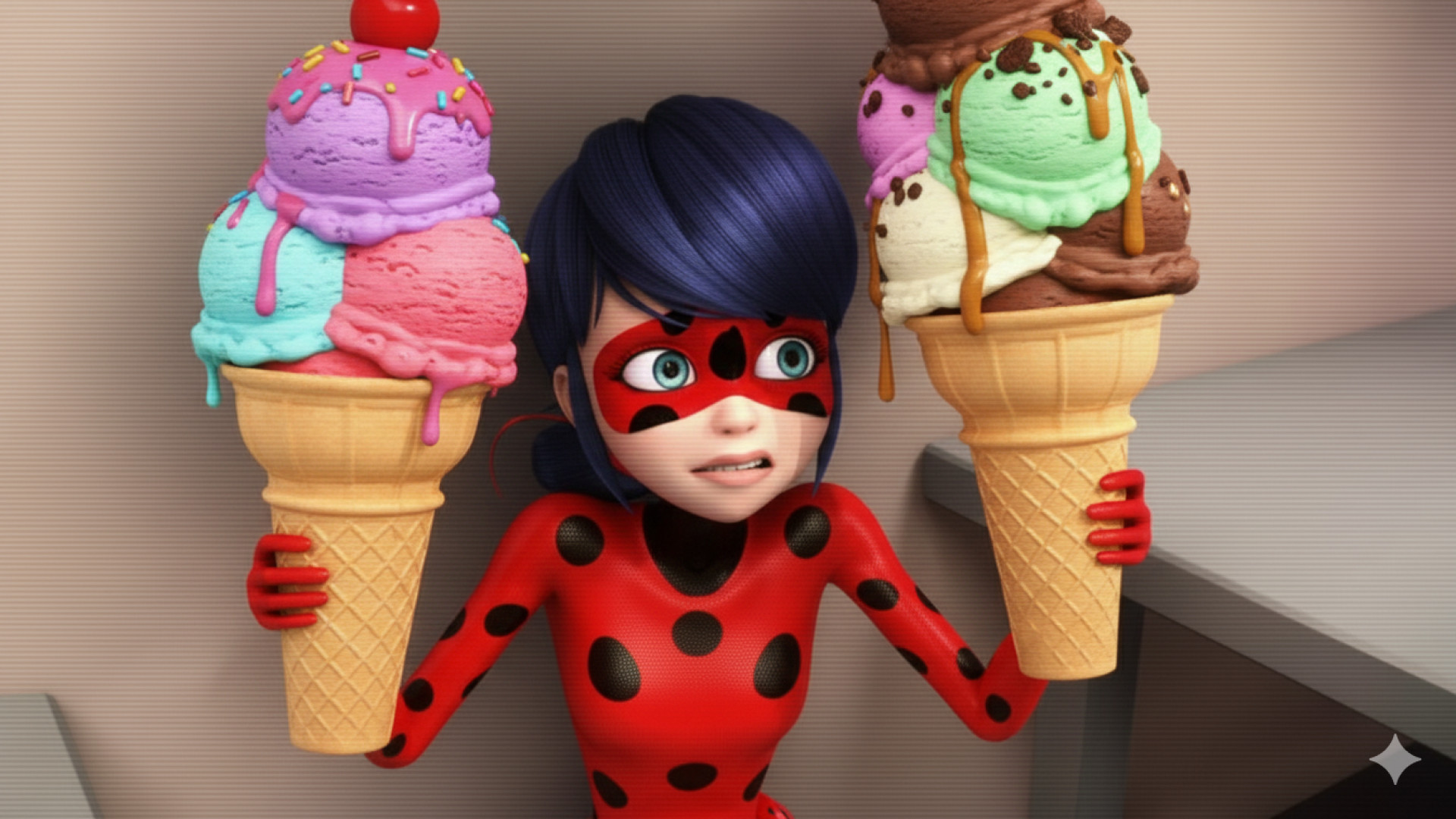 دختر کفشدوزکی و گربه سیاه دوبل...