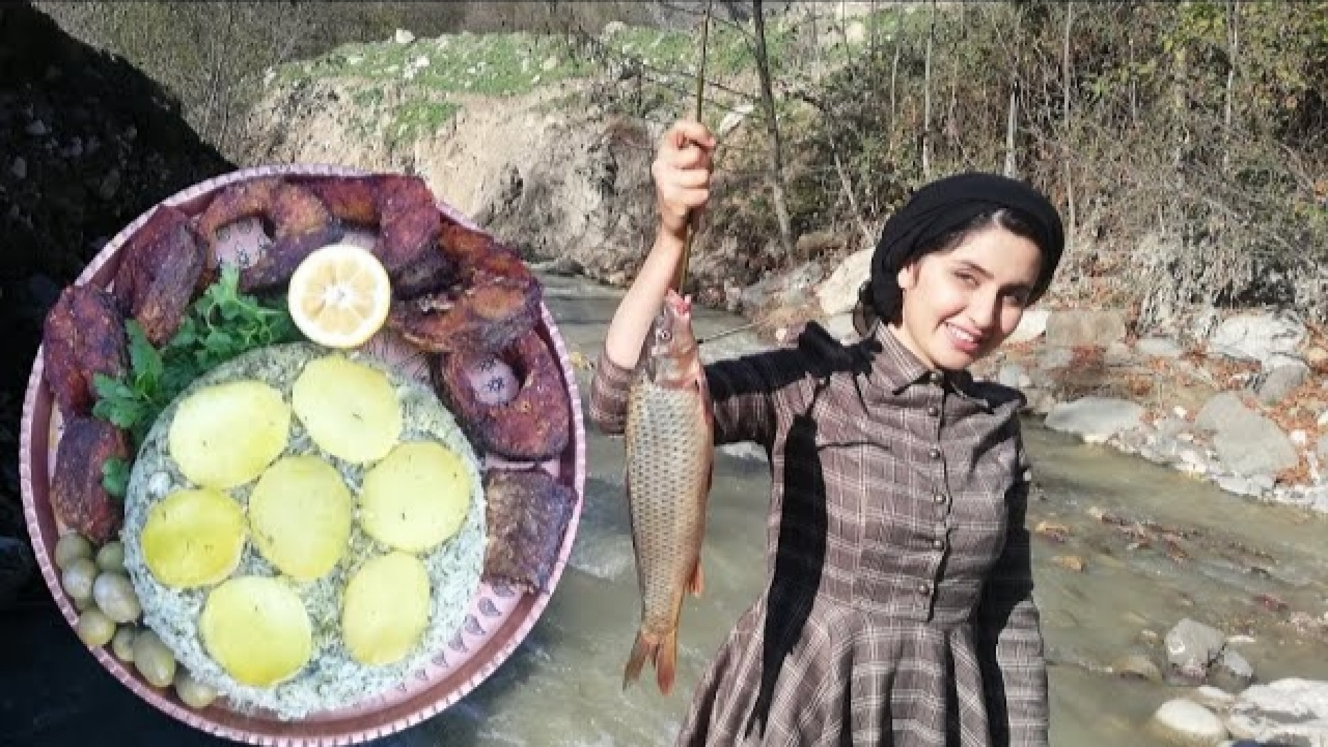 پخت سبزی پلو با ماهی شمالی وسط...