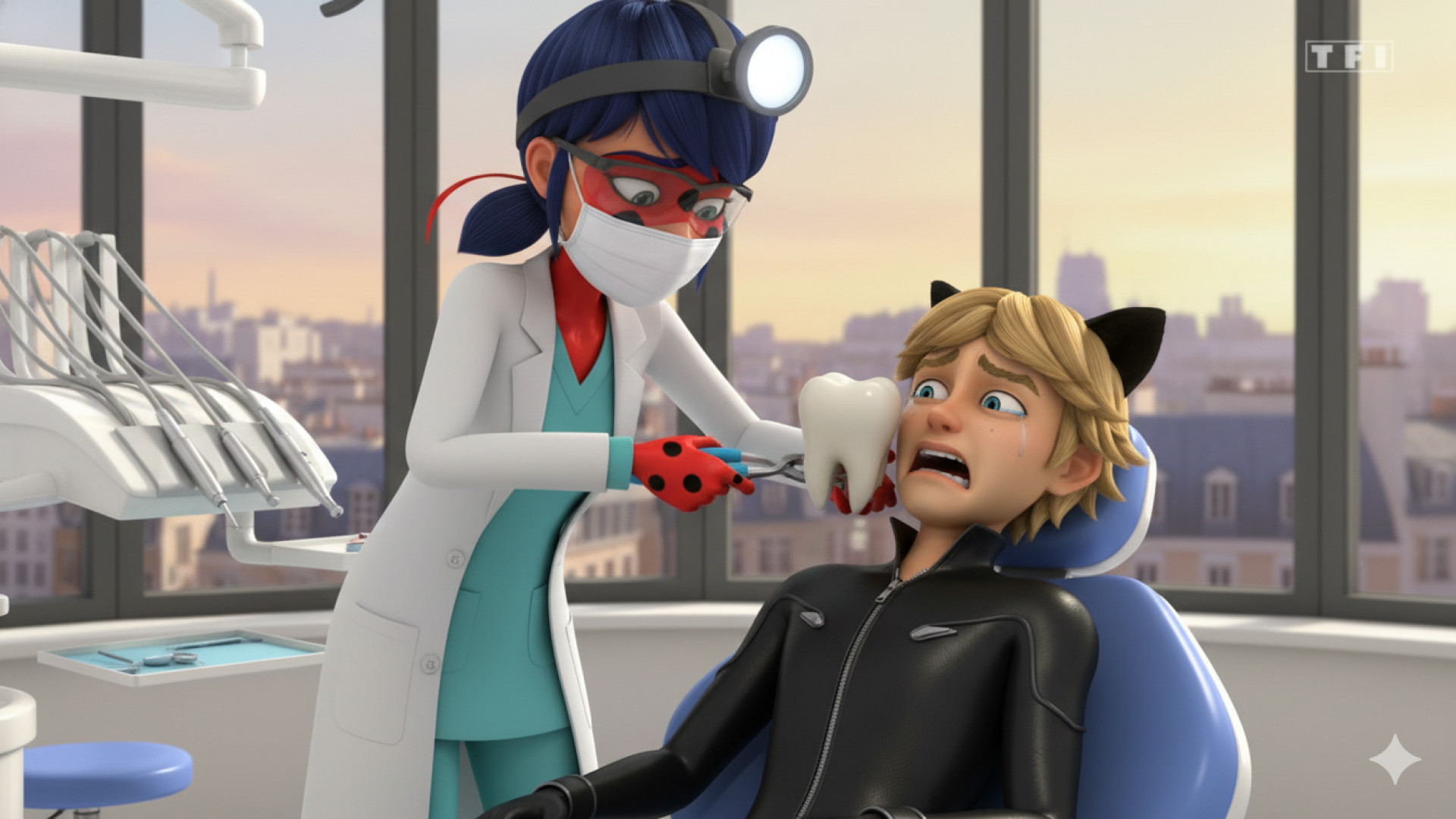 دختر کفشدوزکی و گربه سیاه دوبل...