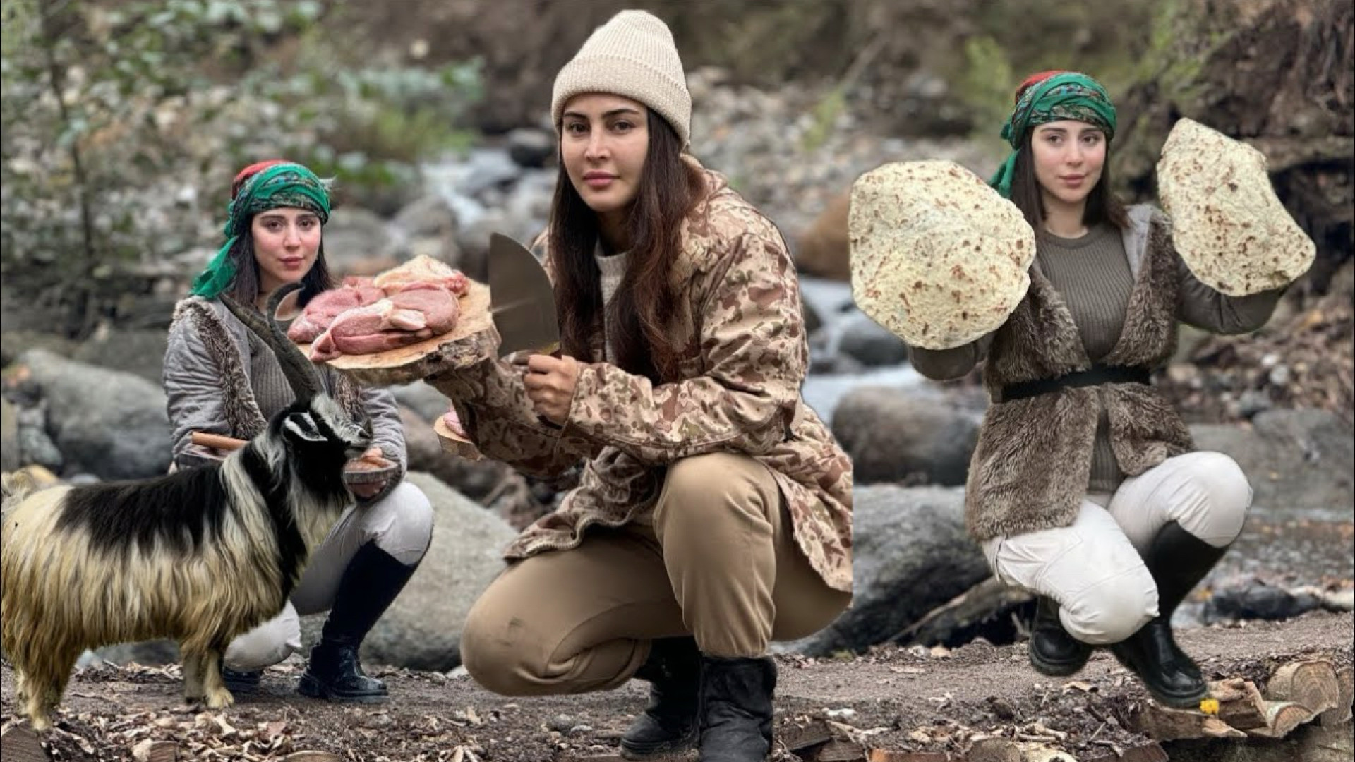 پخت استیک روستایی در دهکده پای...