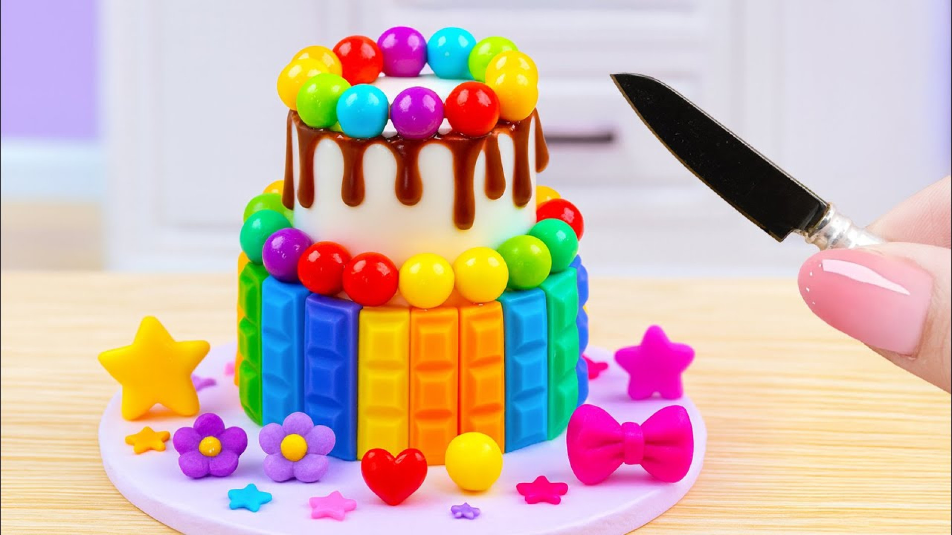 Mini Rainbow Chocolate Cake Satisfying Cute Chocolate Decorating | D Mini