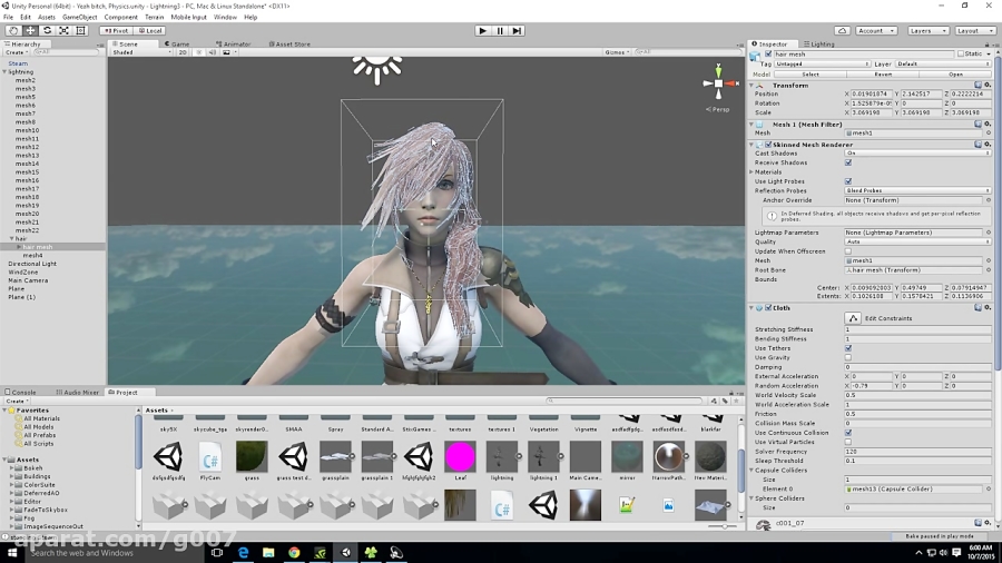 Unity 5 Cloth Hair Physics - How To