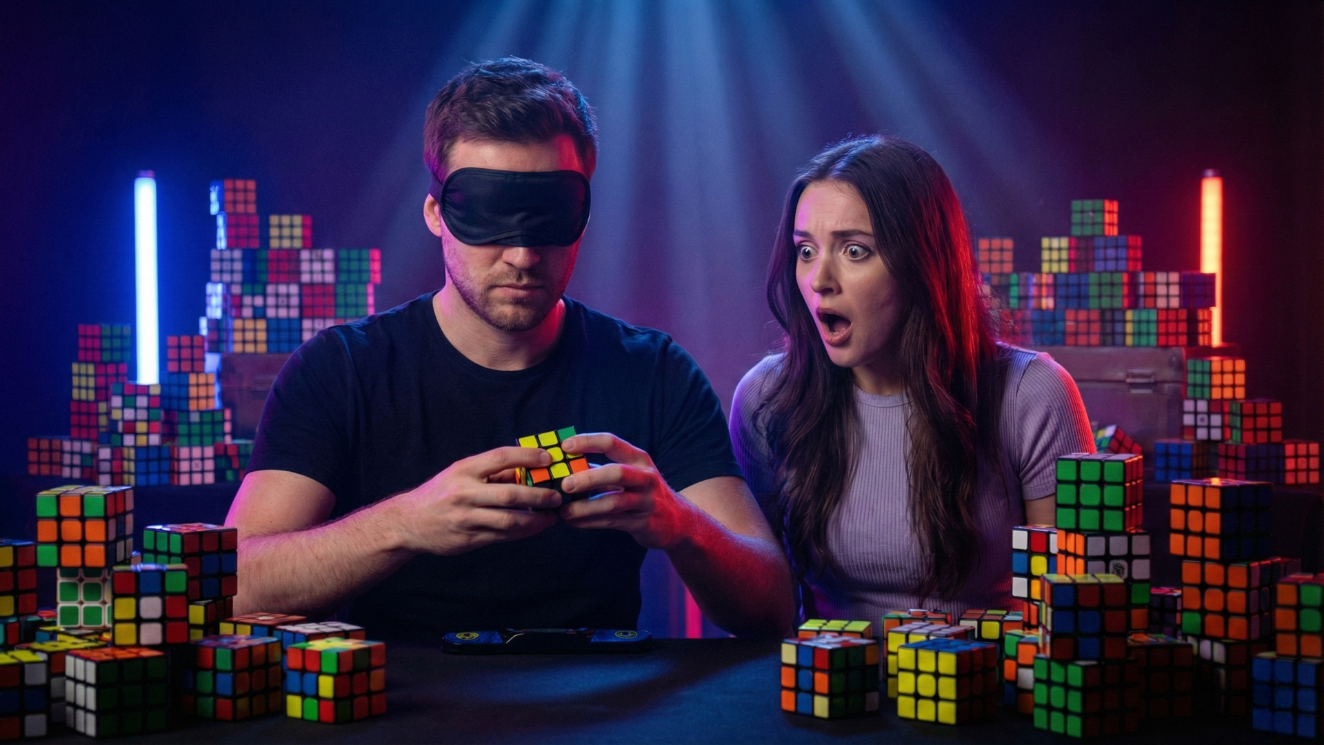 حل ۳۵۰ روبیک با چشم بسته!!!