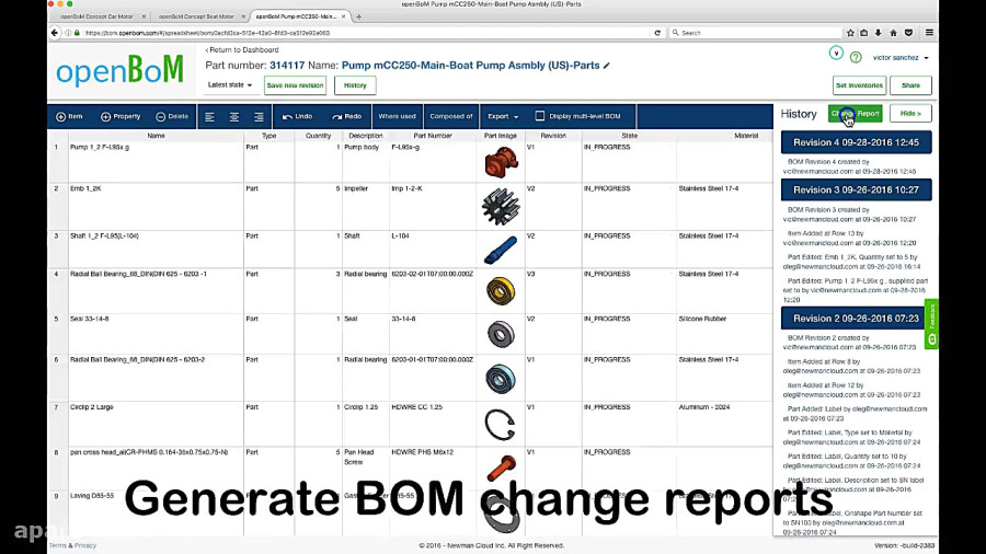Dat Bom Window نرم افزار openBoM : مدیریت BOM در فضای Cloud