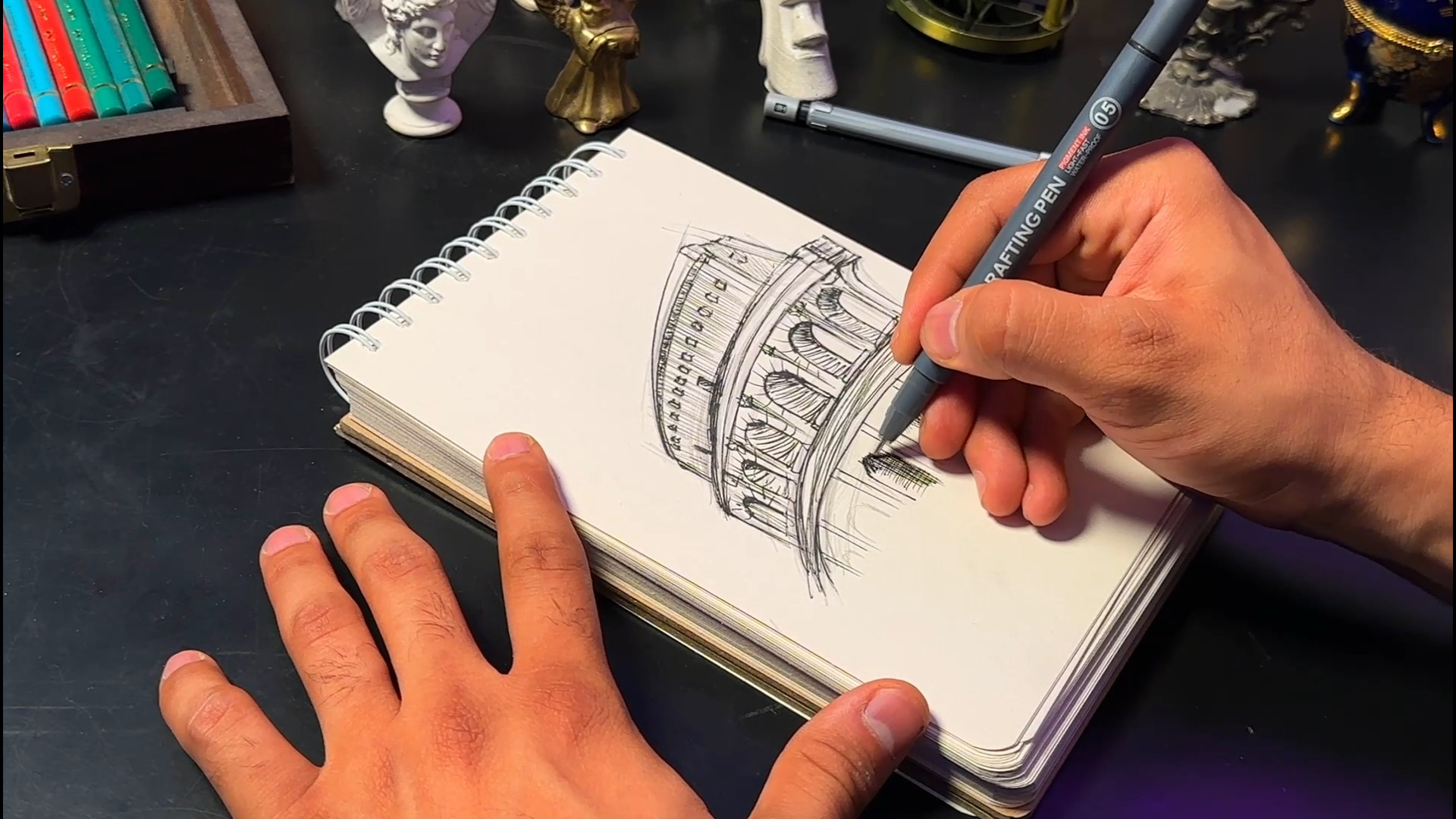 آموزش اسکیس پرسپکتیو ، برج پیز...