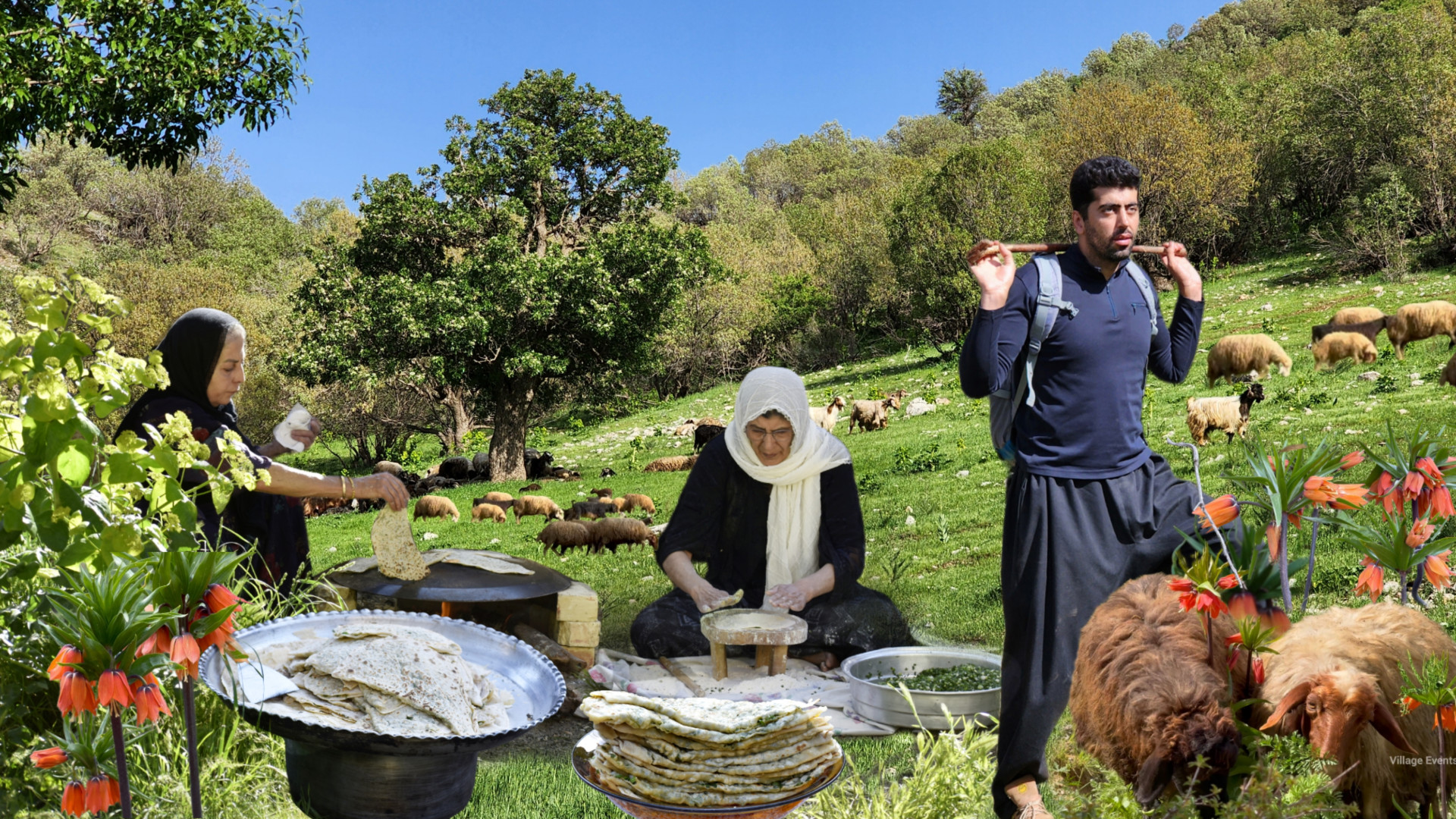 پخت کلانه با پیازچه در روستا |...