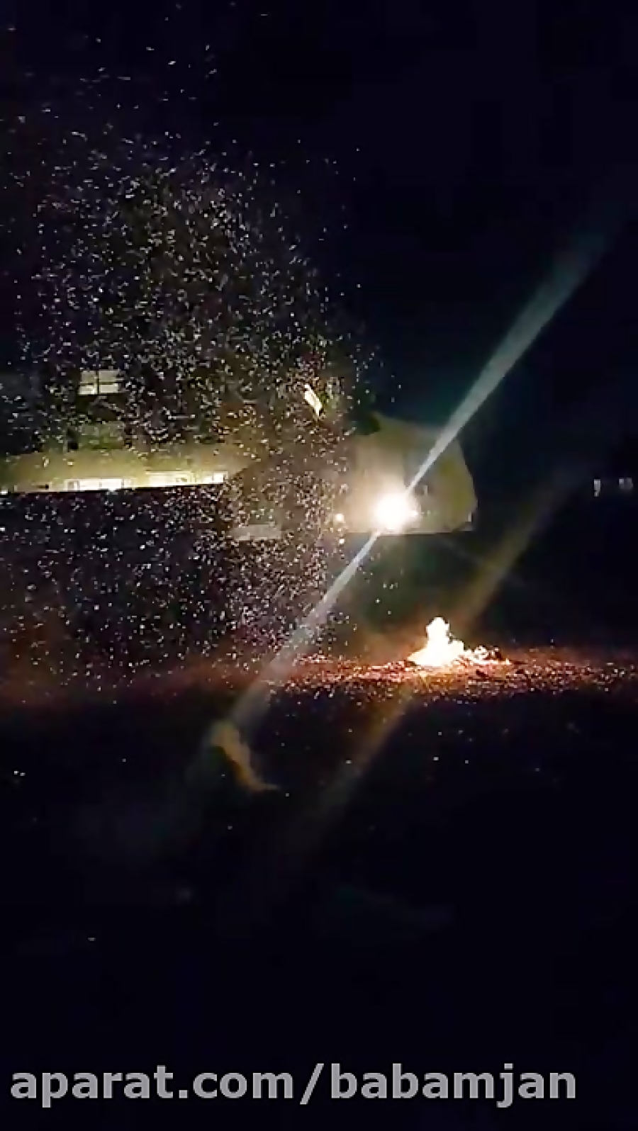 Explosion of lighter gas capsule on fire