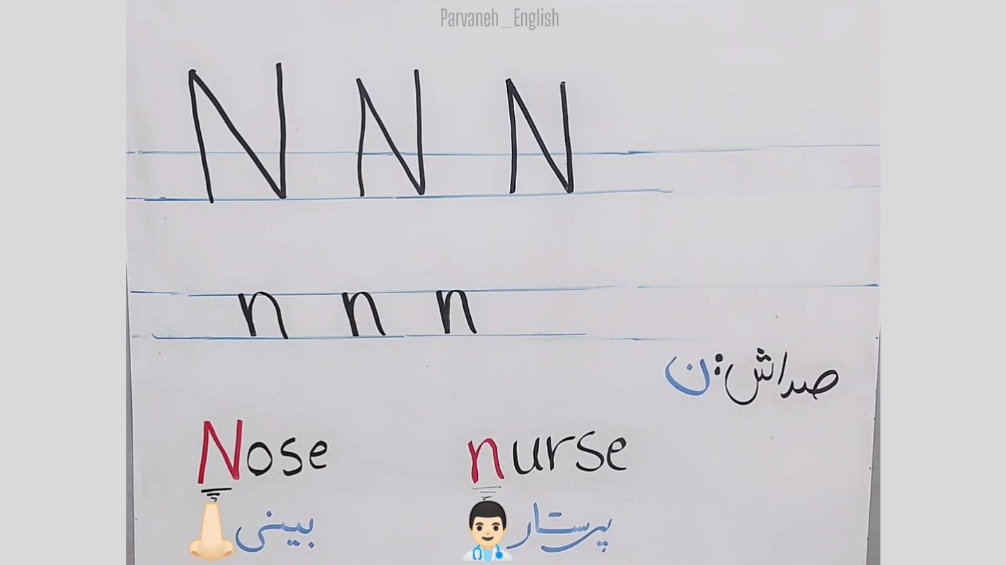 آموزش الفبای انگلیسی ، حرف Nn