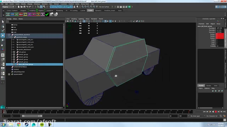 CRYENGINE - Custom Vehicle (Maya) Anims and Parts