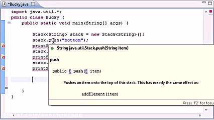 Intermediate Java Tutorial - 14 - Stacks, push, pop