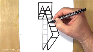 ترسیم نقاشی سه بعدی  نردبان و...