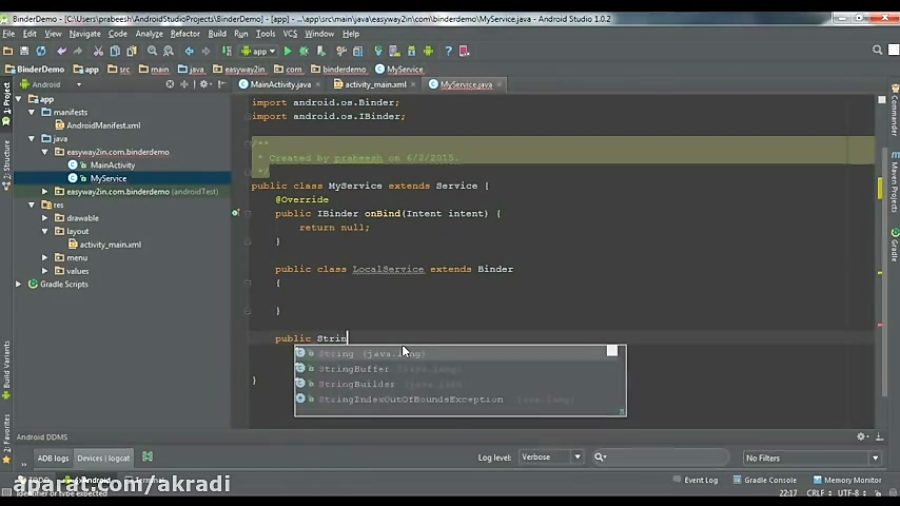 android studio while using a web service Images High... Android Studio Tutorial - 54 - Create a Bound Service