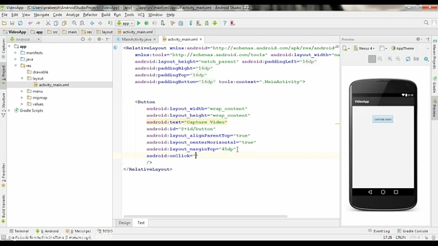 Android 69 Android Studio Tutorial - 69 - Capture Video