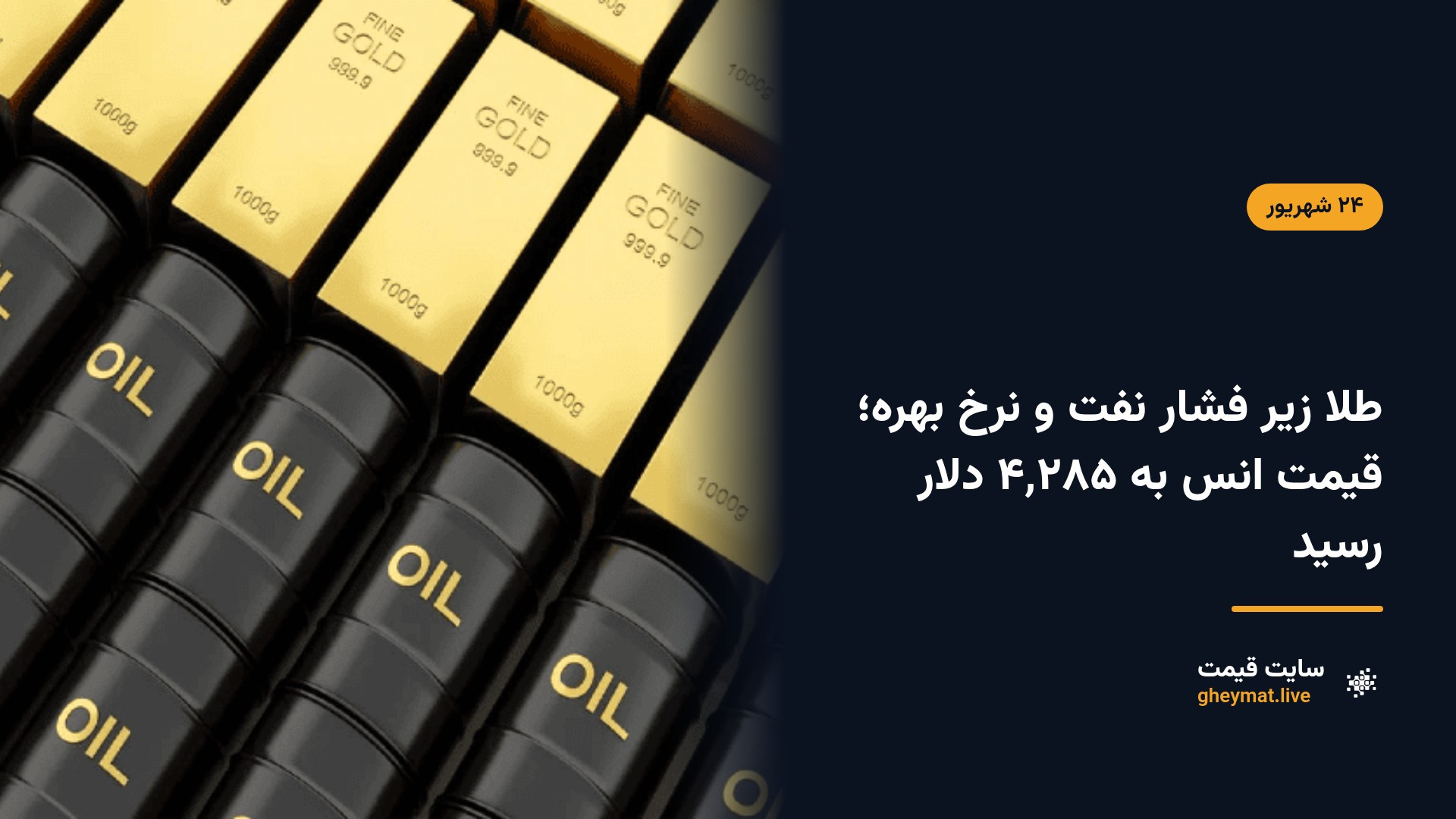 طلا زیر فشار نفت و نرخ بهره؛ قیمت انس به ۴٬۲۸۵ دلار رسید