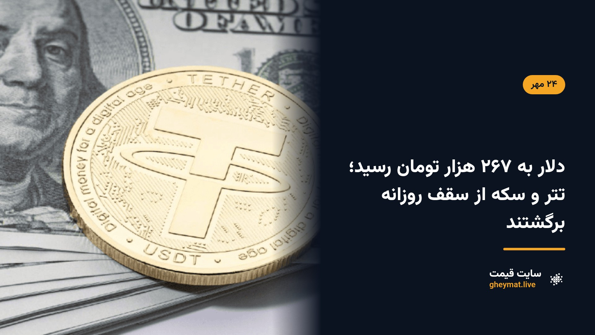 دلار به ۲۶۷ هزار تومان رسید؛ تتر و سکه از سقف روزانه برگشتند