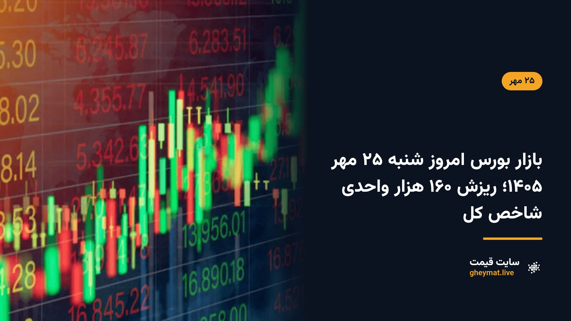بازار بورس امروز شنبه ۲۵ مهر ۱۴۰۵؛ ریزش ۱۶۰ هزار واحدی شاخص کل