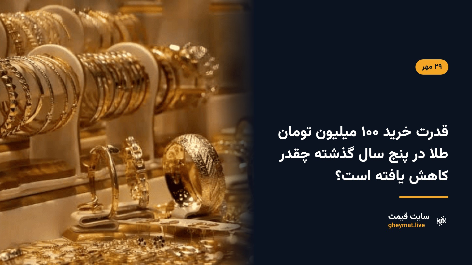 قدرت خرید ۱۰۰ میلیون تومان طلا در پنج سال گذشته چقدر کاهش یافته است؟