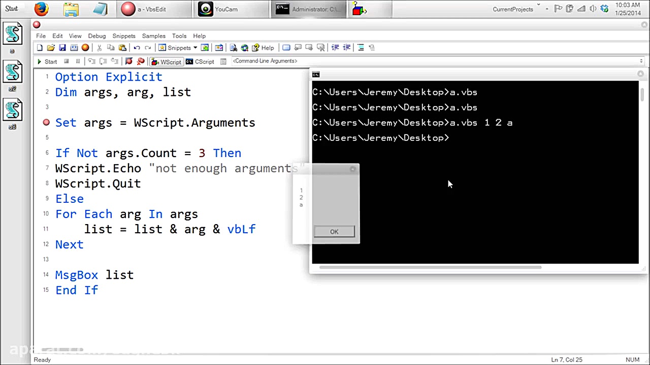 VBScript Basics, Part 39 | Command Prompt (Arguments)