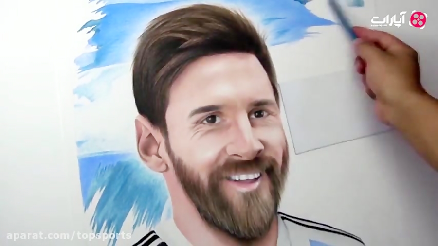 نقاشی زیبا از چهره لیونل مسی