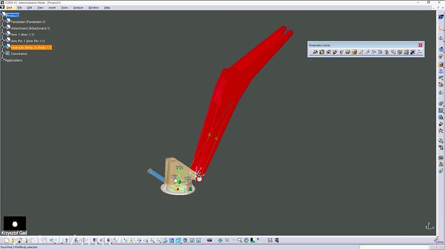 CATIA V5 DMU KINEMATICS HYDRAULIC ARM