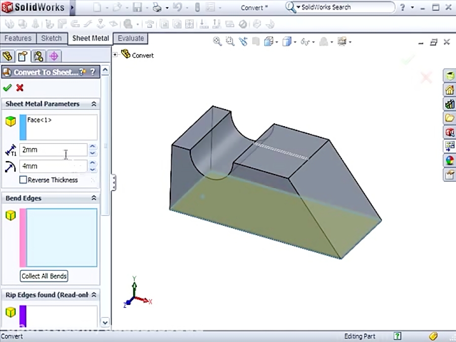 SolidWorks 2009 - Using Convert To Sheet Metal- A Tutorial By ...