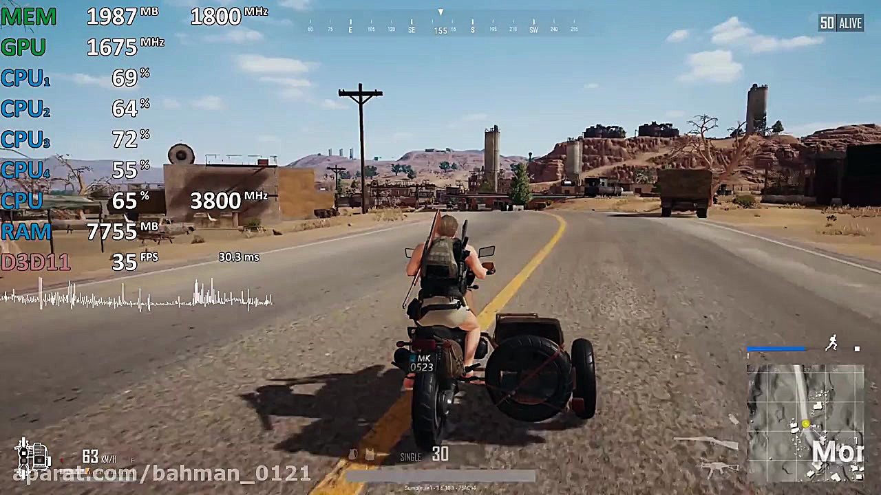 Ryzen 3 2200G PUBG GPU 1675Mhz...